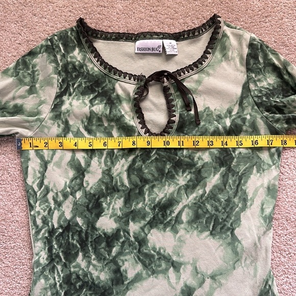 Fashion Bug Y2K Green Tie Dyed Long Sleeve Blouse Women’s Medium Boho Retro - Picture 5 of 7